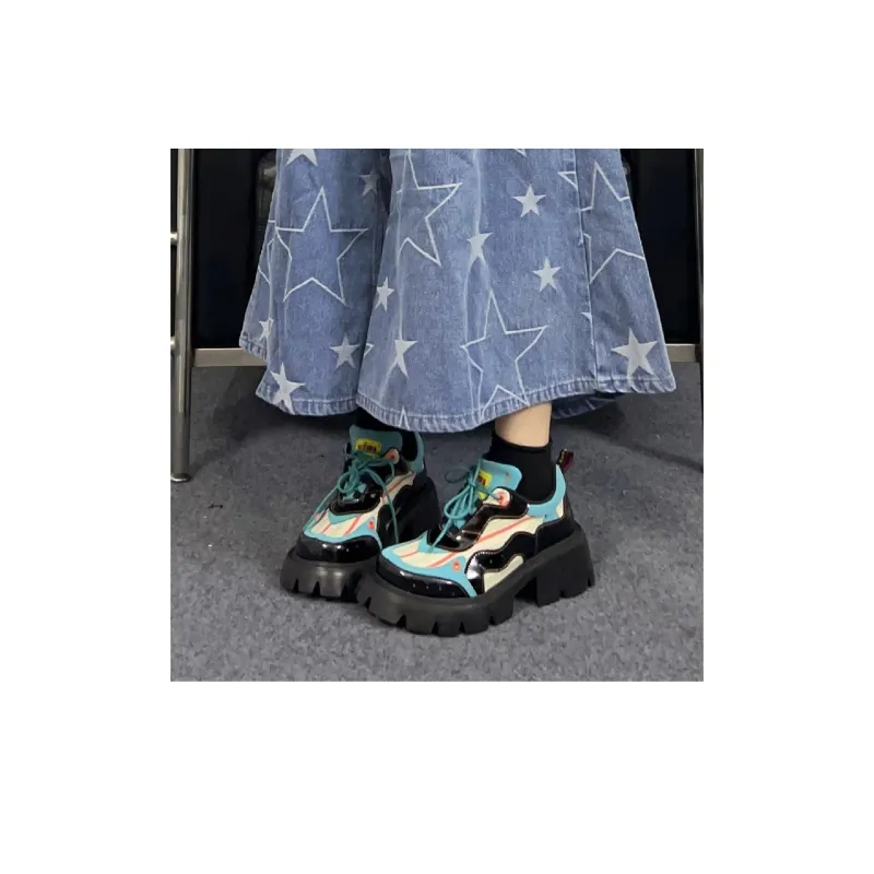 NiuwaStudio Casual Single Shoes Height Increasing 5.6cm Women's Black Urban Chic Style Oversized Sneakers-7