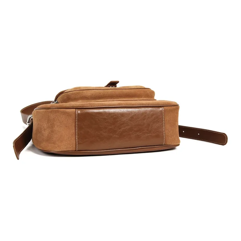 YOCAMU Cow Leather Shoulder Bag Women's Brown-4