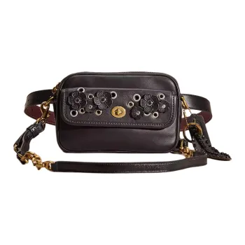 COACH Convertible Gloves Made Of Tanned Leather Fanny Pack Small Size Women's Brass & Black