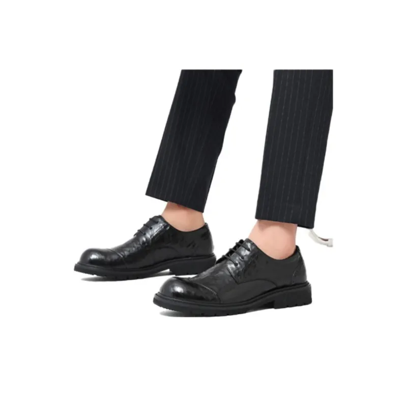 LUOGOKS Men's Casual Shoes Men Low Top Black-5