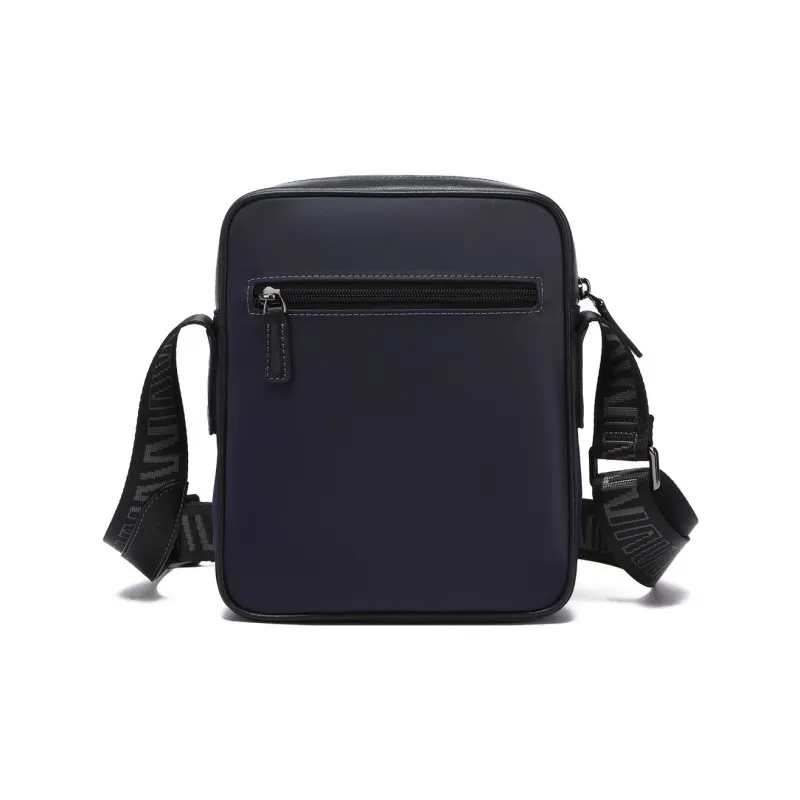 SEPTWOLVES Cow Leather, Textile Shoulder Bag, Crossbody Bag Regular Men's Blue & Gray-0