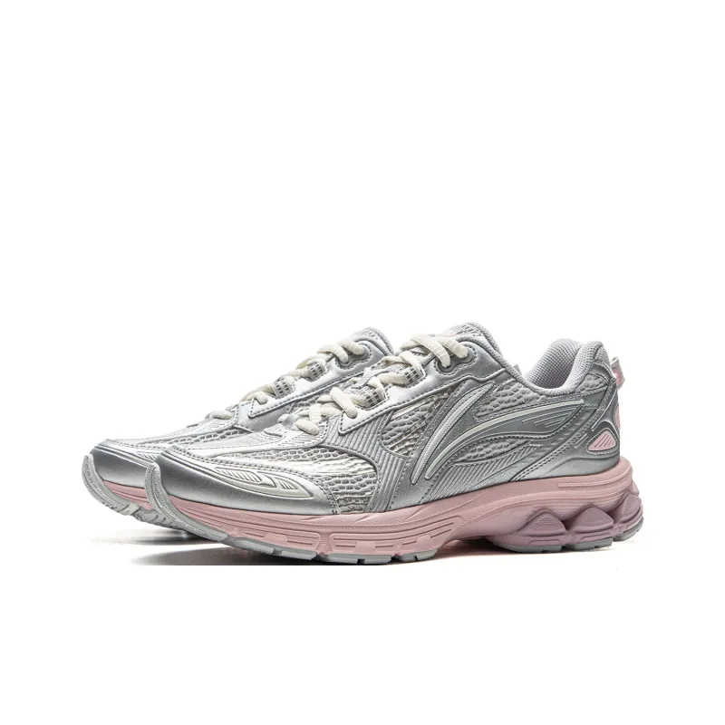 LiNing Shake 2.0 Slip Resistant And Abrasion Resistant Support Low Top Running Shoes Women's Silver Pink-2