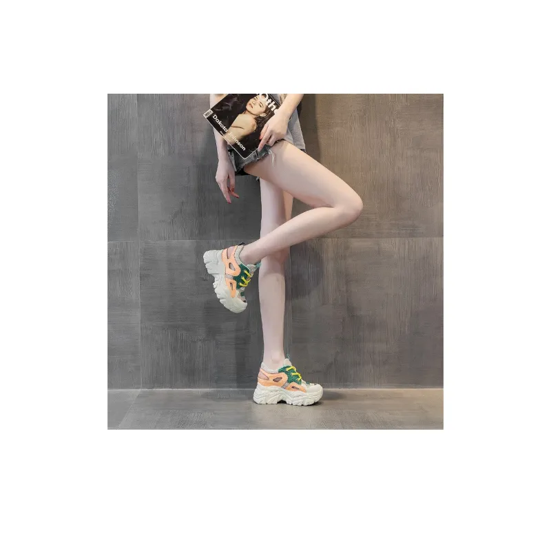 Shangjinni Lightweight Height Increasing Mid Top Chunky Sneakers Women's-3