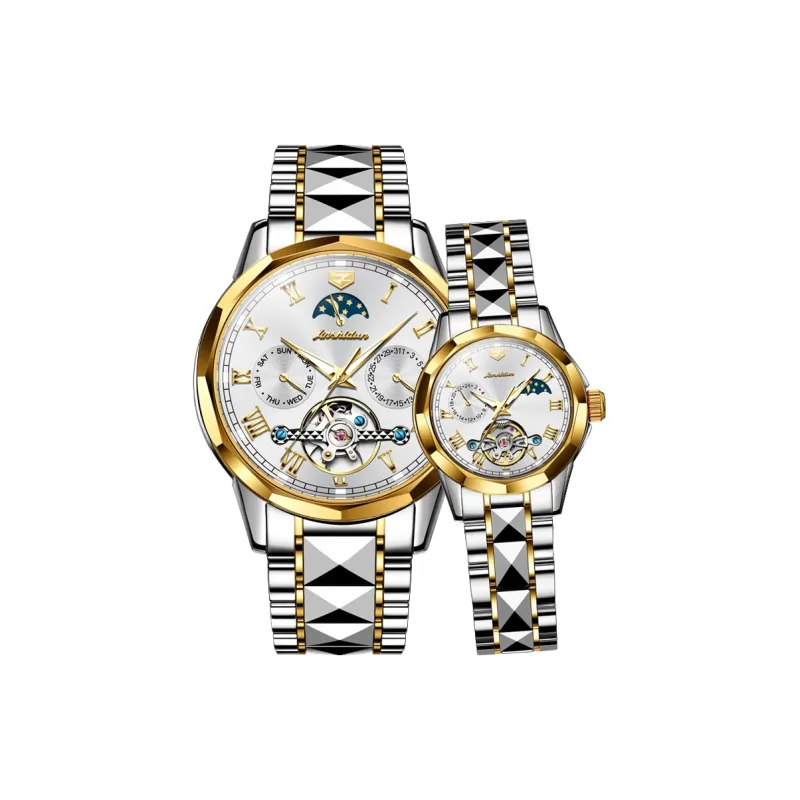 Jin Shi Dun Smart Series JSD.8937N2 Mechanical Movement Stainless Steel Watchband Watch Unisex White Dial-5