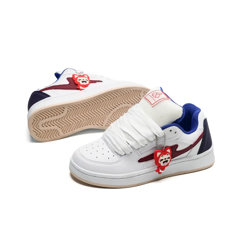 ALI THE FOX Balanced, Lightweight, And Breathable Low Top Skateboard Shoes Unisex White Blue Red-6
