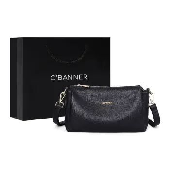 C°BANNER Cow Leather With Synthetic Leather Portable Crossbody Bag, Shoulder Bag Regular Women's Black