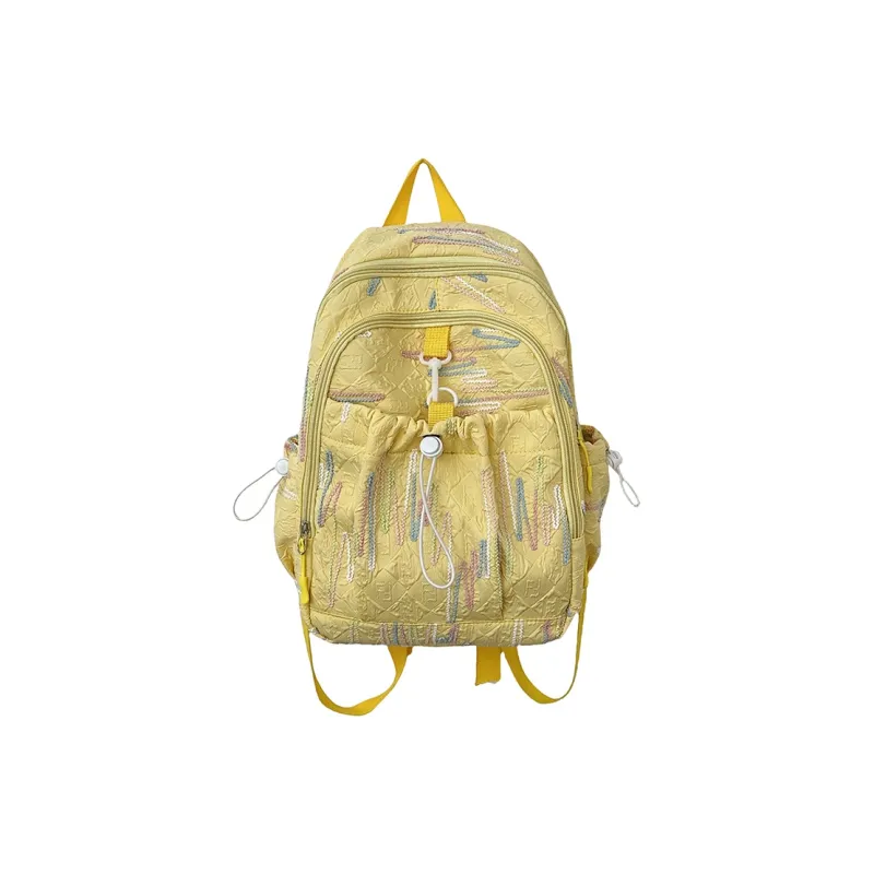 GOX Nylon Backpack Women's White/Black/Yellow/Pink-11