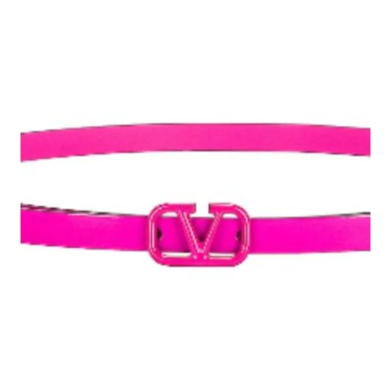 Valentino Garavani Stud Push Metal Leather Belts Women's Pink Width 1CM-2