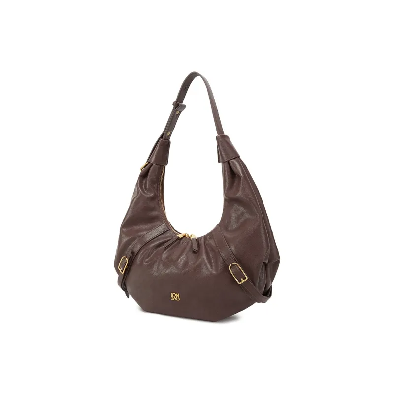 JONBAG Synthetic Leather Shoulder Bag Couple Tubas Women's Black/Cocoa Brown-1