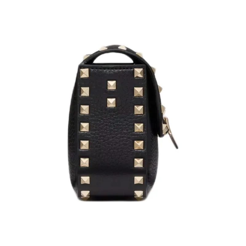 Valentino ROCKSTUD Grained Calfskin Shoulder Bag Crossbody Bag Women's Black-2