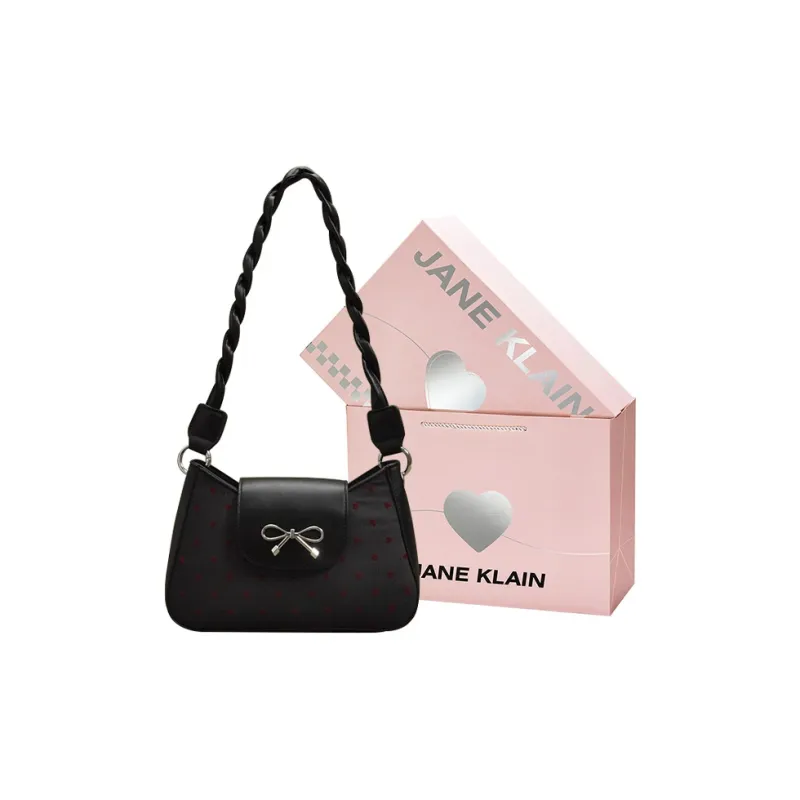 JANE KLAIN Synthetic Leather, Textile Mosaic Underarm Shoulder Bag Regular Women's Black/Red-5