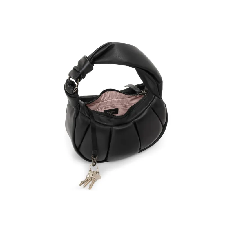 TUMI Leather Handbag Shoulder Bag Crossbody Bag Small Size Women's Black Mousse Color-1