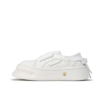 HOOF GOLDMINE 24SSHOOF Horseshoe Shoes | Classic Series 'White Calla Lily' Low Top Canvas Shoes Unisex White