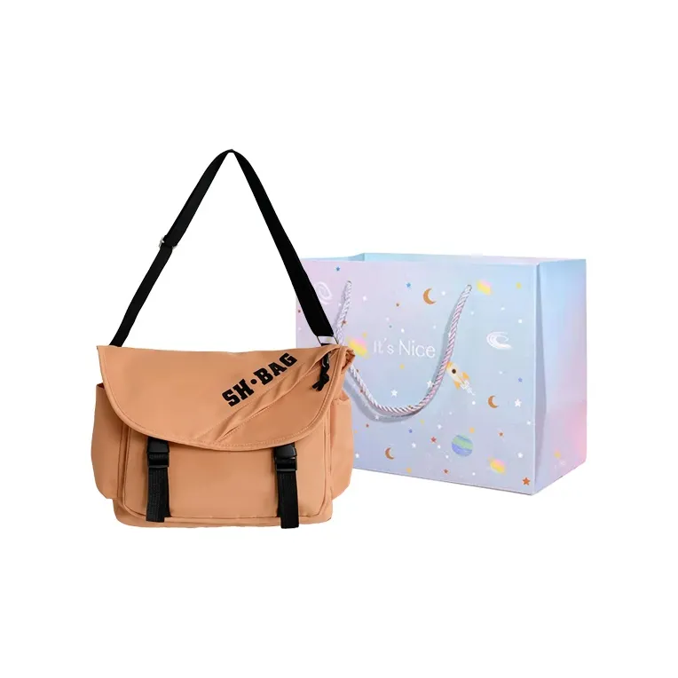 GOX Nylon Shoulder Bag Regular Unisex Ecru/Black/Orange-9