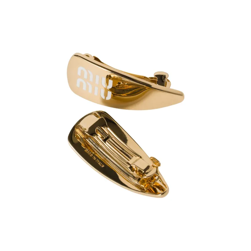 MIU MIU Enamel Hair Clips Women's White-1