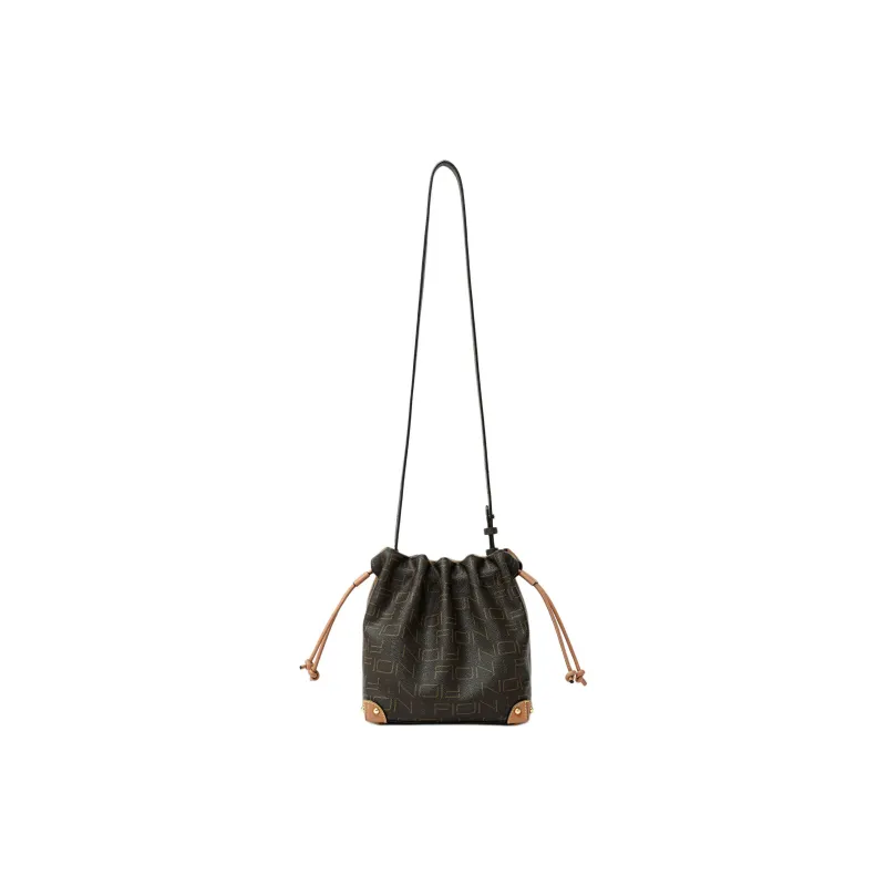 FION Coated Canvas Shoulder Bag Regular Women's Camel/Beige-2