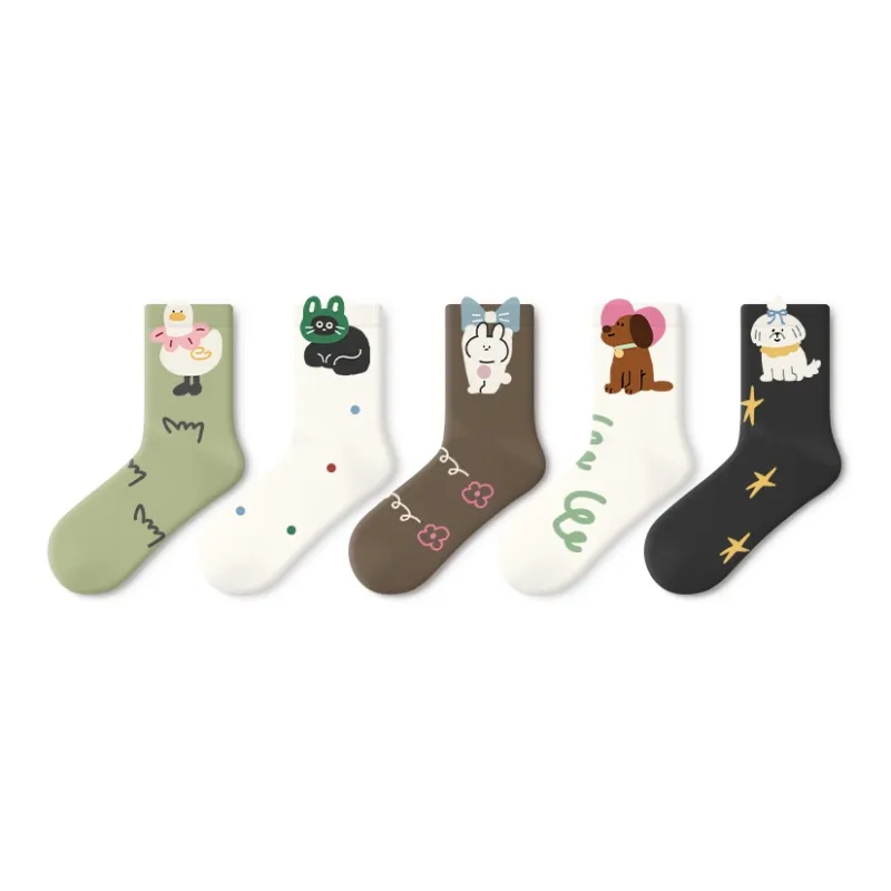 Primeet Mid Calf Socks Women's 5 Pack-6