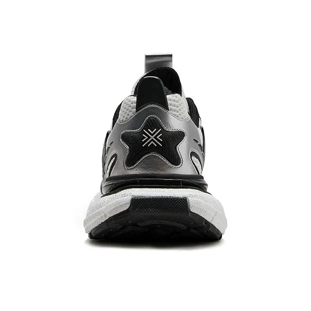 IG+GI Cushioning Slip Resistant Breathable Coverage Lightweight Low Top Chunky Sneakers Men's Black Silver-3