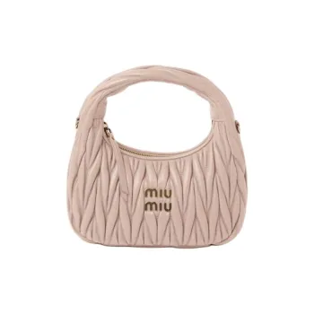MIU MIU Wander Series Nappa Leather Hobo Bag Shoulder Bag Crossbody Bag Handbag Women's Pink