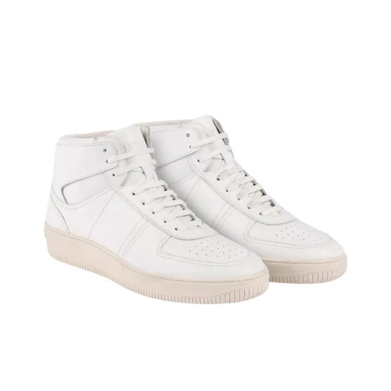 Sandro High Top Skateboard Shoes Men's White-2
