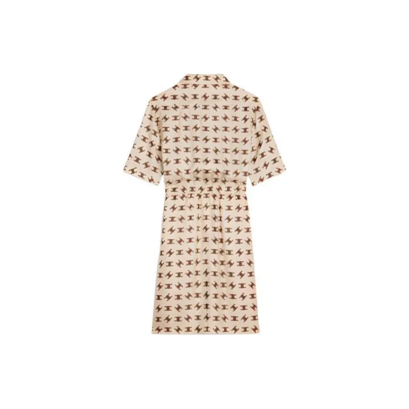 CELINE FW22 Short Sleeved Dress Women's Brown-1