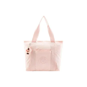 Kipling Nylon Tote Bag, Shopping Bag, Handbag Large Size Women's Joyful Pink Purple/Beige Pink/Metallic Silver