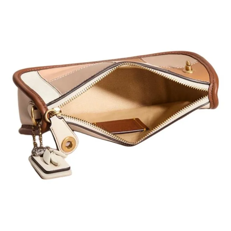 COACH Swinger Leather Portable Crossbody Bag Shoulder Bag Medium Size Women's Brass With White Jade Inlay-1