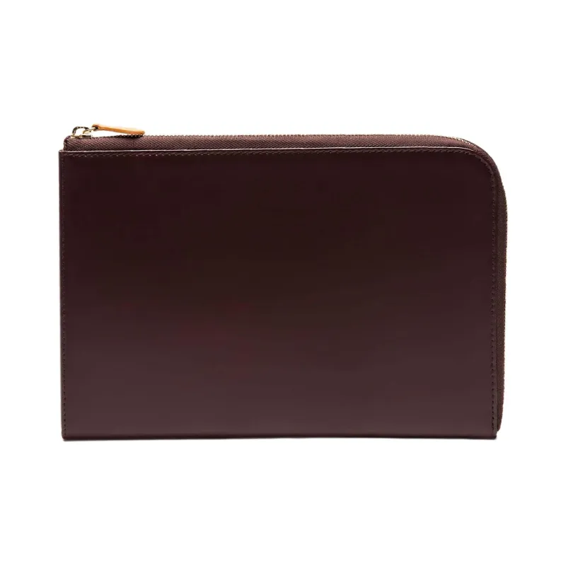 ETTINGER Leather Clutch Large Size Unisex Nut & Tan-0