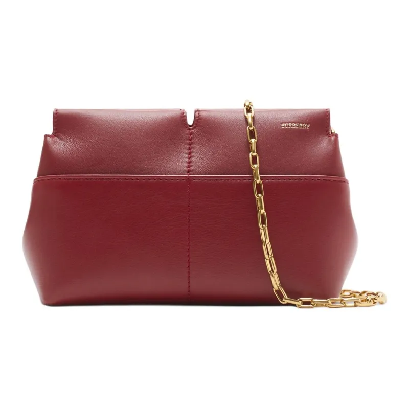 Burberry Smooth Calf Leather One Shoulder Crossbody Clutch Women's Red-0