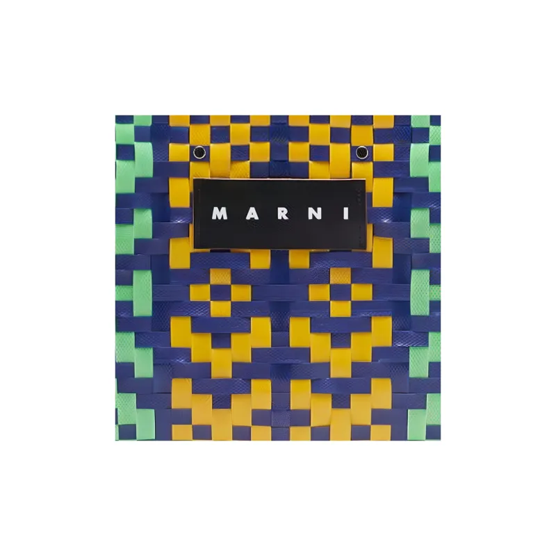 MARNI Polypropylene Plastic Basket Bag Tote Bag Shopping Bag Handbag Small Size Women's Green/Multicolor/Blue-5