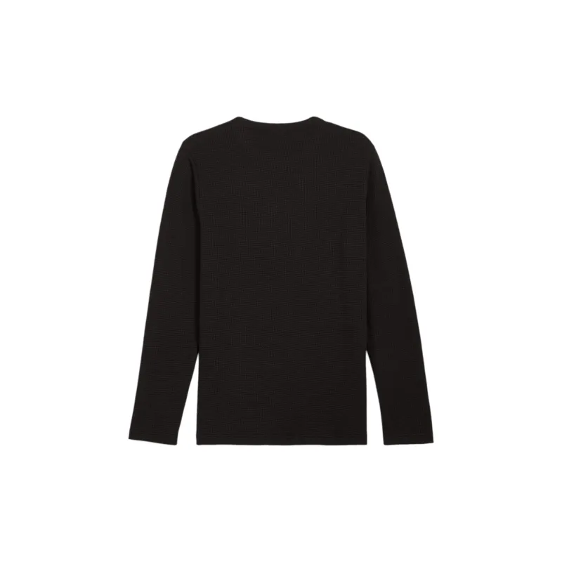 PUMA ESS ELEVATED Waffle Long Sleeve T Shirt Men's Black-1
