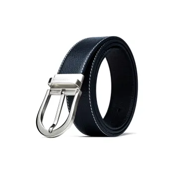 Anthony Miles Top Grain Cow Leather Leather Belts Men's Blue 3.4cm