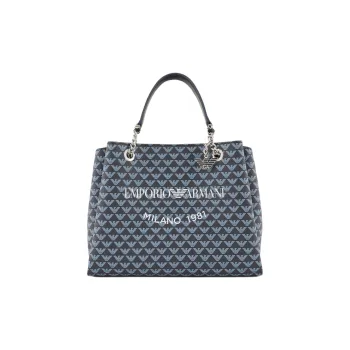 EMPORIO ARMANI Polyester Tote Bag, Shopping Bag, Shoulder Bag, Crossbody Bag, Handbag Women's Dark Blue