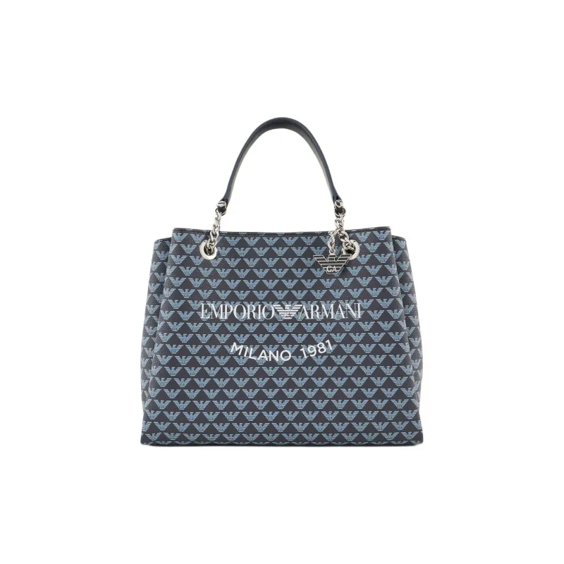 EMPORIO ARMANI Polyester Tote Bag, Shopping Bag, Shoulder Bag, Crossbody Bag, Handbag Women's Dark Blue-0