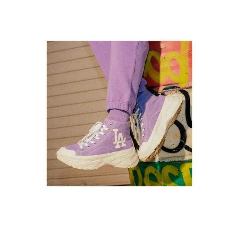 MLB Chunky High Canvas Shoes Unisex High Top Purple-5