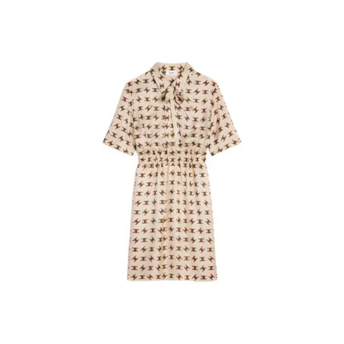 CELINE Short-Sleeved Dresses Women's Brown