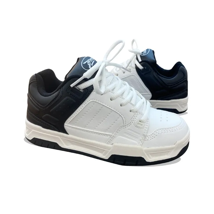 XLAIII Anti Slip And Wear Resistant Lightweight Low Top Skateboard Shoes Unisex White Black-2