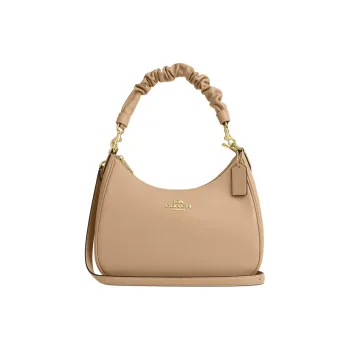 COACH Teri Cow Leather One Shoulder Handbag Large Size Women's Brown Yellow