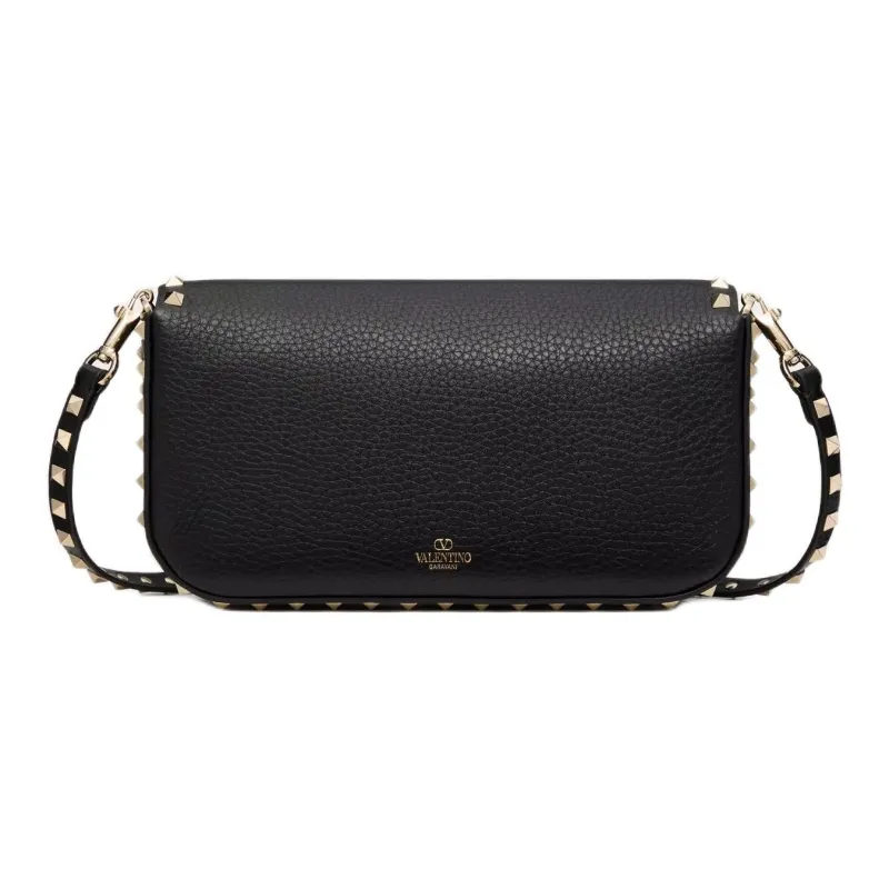 Valentino ROCKSTUD Grained Calfskin Shoulder Bag Crossbody Bag Women's Black-3