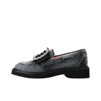 Roger Vivier Viv' Rangers Embellished Denim Loafers Women's