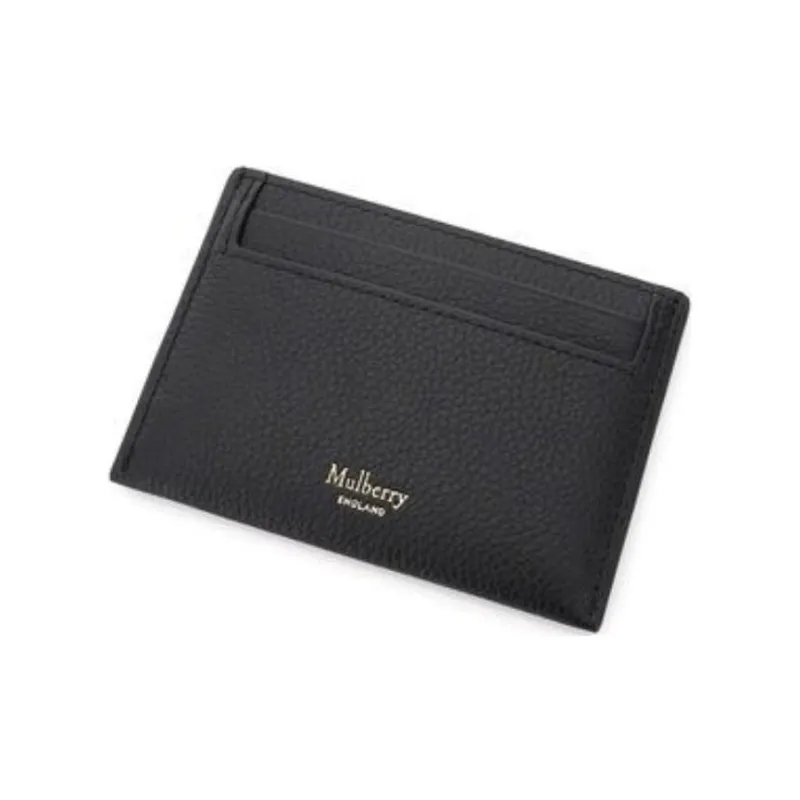 Mulberry Grain Leather Wallet, Card Holder Women's Black-2