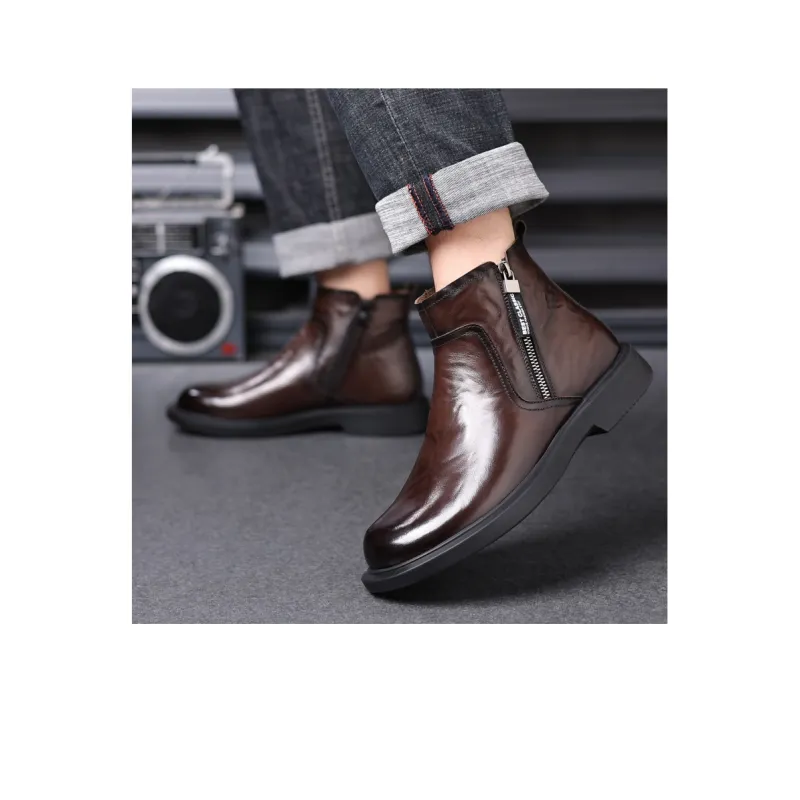 MODENGPAN Ankle Boots Men Black/Brown-4