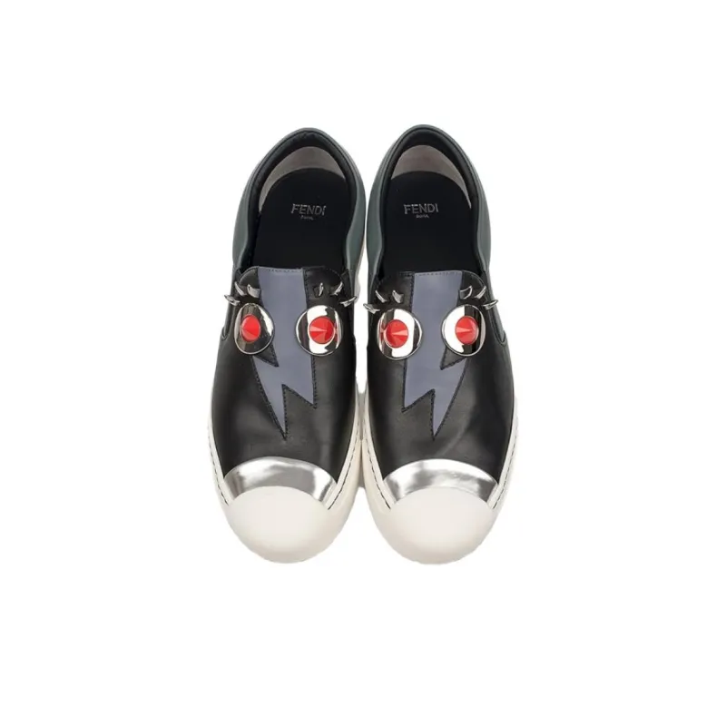 FENDI Low Top Skateboard Shoes Women's Blue Black-4