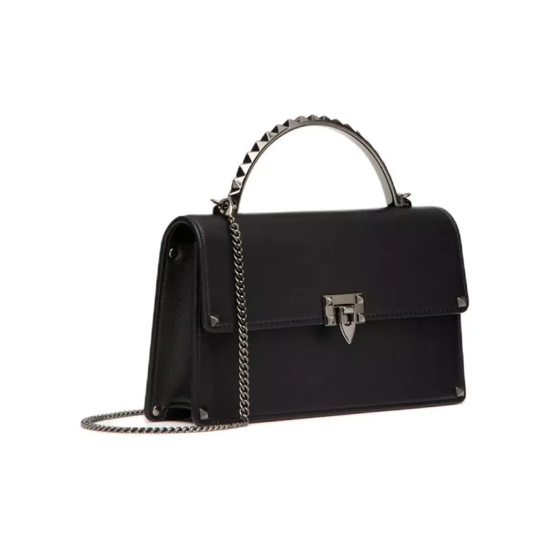 Valentino Rockstud Calfskin Shoulder Bag Crossbody Bag Handbag Mini Women's Black-1