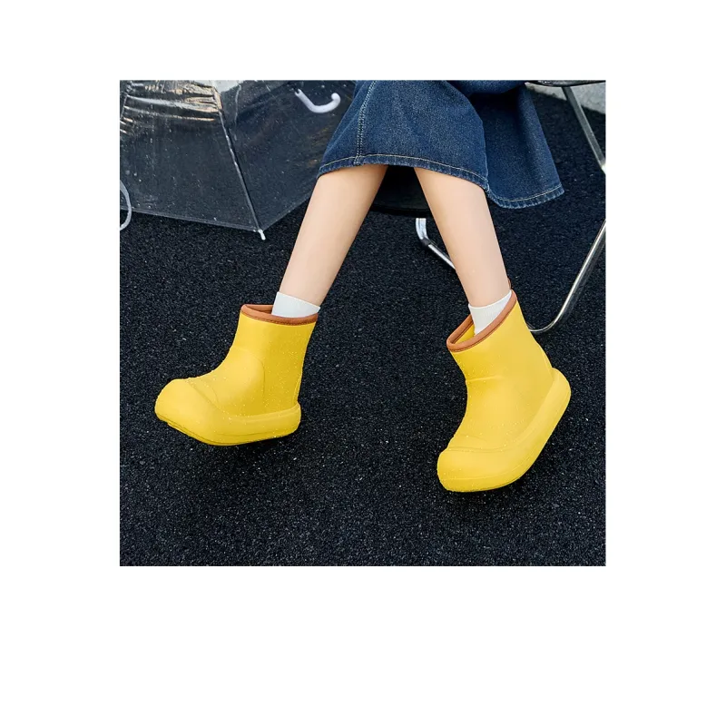 AGSDON Rain Boots Women's Gold/Light Yellow-9