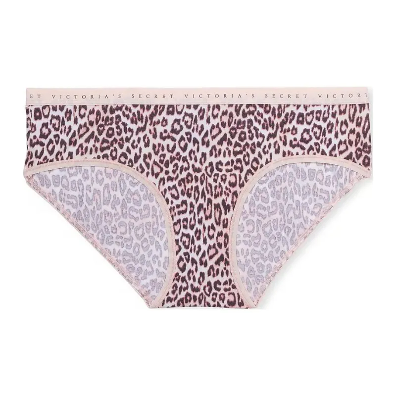 Victoria's Secret Stretch Cotton Hiphugger Panty/Purest Pink Leopard Underpants Women's 1 Pack Leopard Print-0