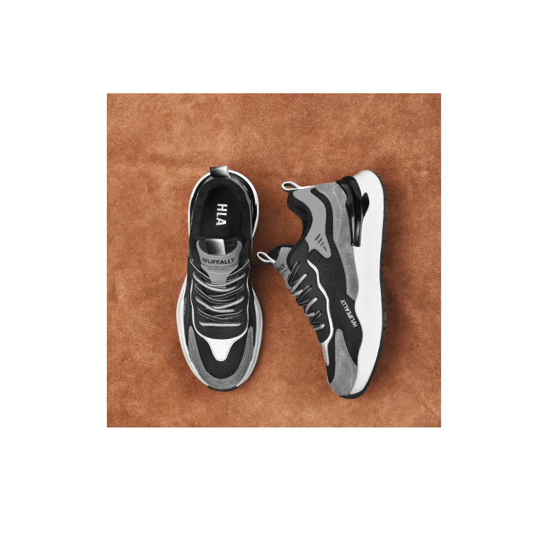 HLA Casual Shoes Men Low Top Black/Blue/Beige-5