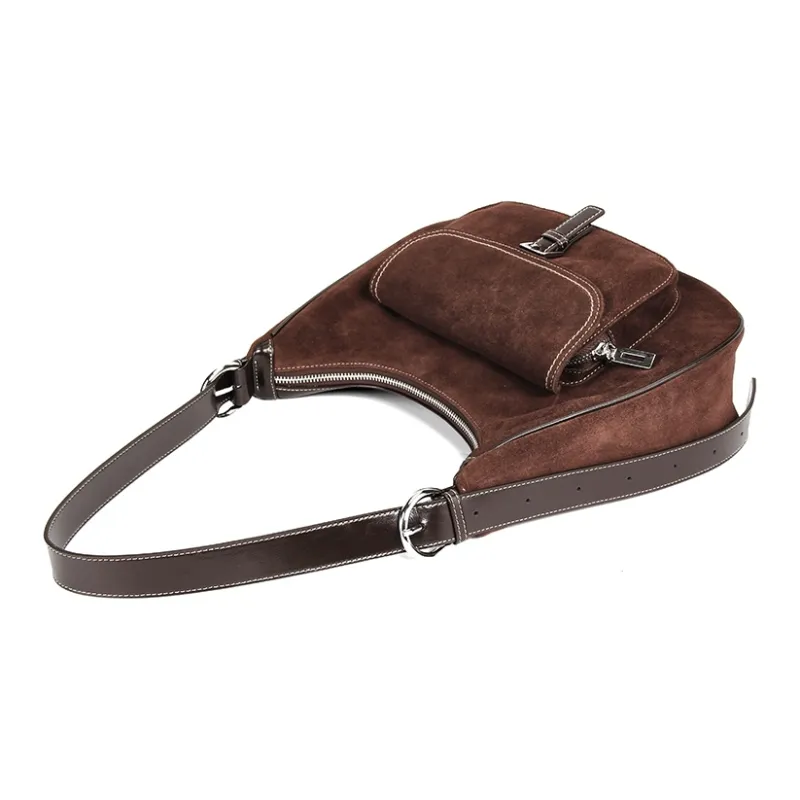YOCAMU Cow Leather Shoulder Bag Women's Brown-8