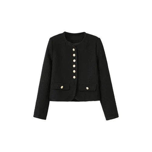 Udon House Cropped Coats Women's Black