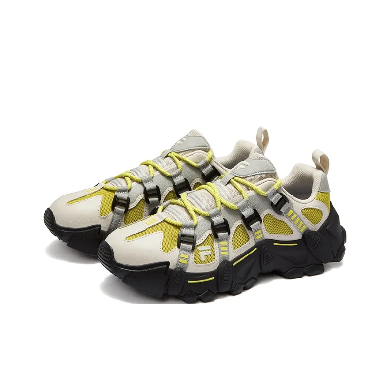 FILA FUSION EXOCET Mountains Shoes Slip-Resistant Low-Top Casual Shoes Men's Rainy Mist Gray Yellow Fragrant Thyme-4